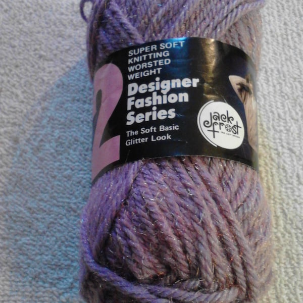 Jack Frost Designer Fashion Series Super Soft Knitting Worsted Weight Yarn: Lilac/Glitter