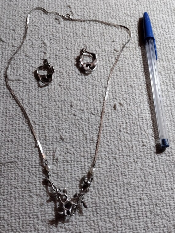 Unsigned Sterling Silver Dangle Post Back Earring… - image 2