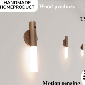 Magnetic Wall Lamp - Wood USB Night Light, Closet Light Under Cabinet