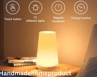 Color Changing Lamp - Bedside Lamp,Table Lamp, Minimalist Nightstand Lamp, Wooden Lamp, Unique Night Light, Lamps with Shades, Portable Lamp