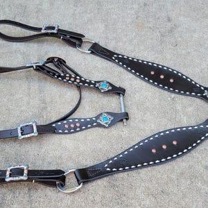 Hermann Oak Buttery Soft Chocolate White Buckstitch Tack Set