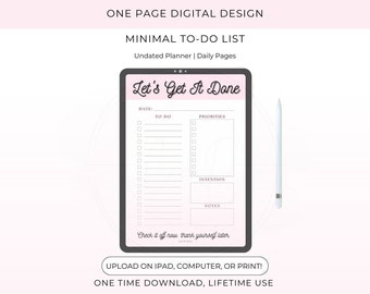 Laten we het gedaan krijgen, Planner, Digitale Planner, Goede notities, Direct downloaden, Productiviteit, PDF, Productieve plannen, Dagelijkse takenlijst, Afdrukbaar