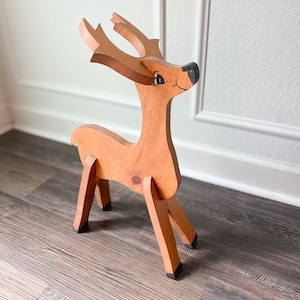 Reno de madera hecho a mano // Decoración navideña rústica de granja