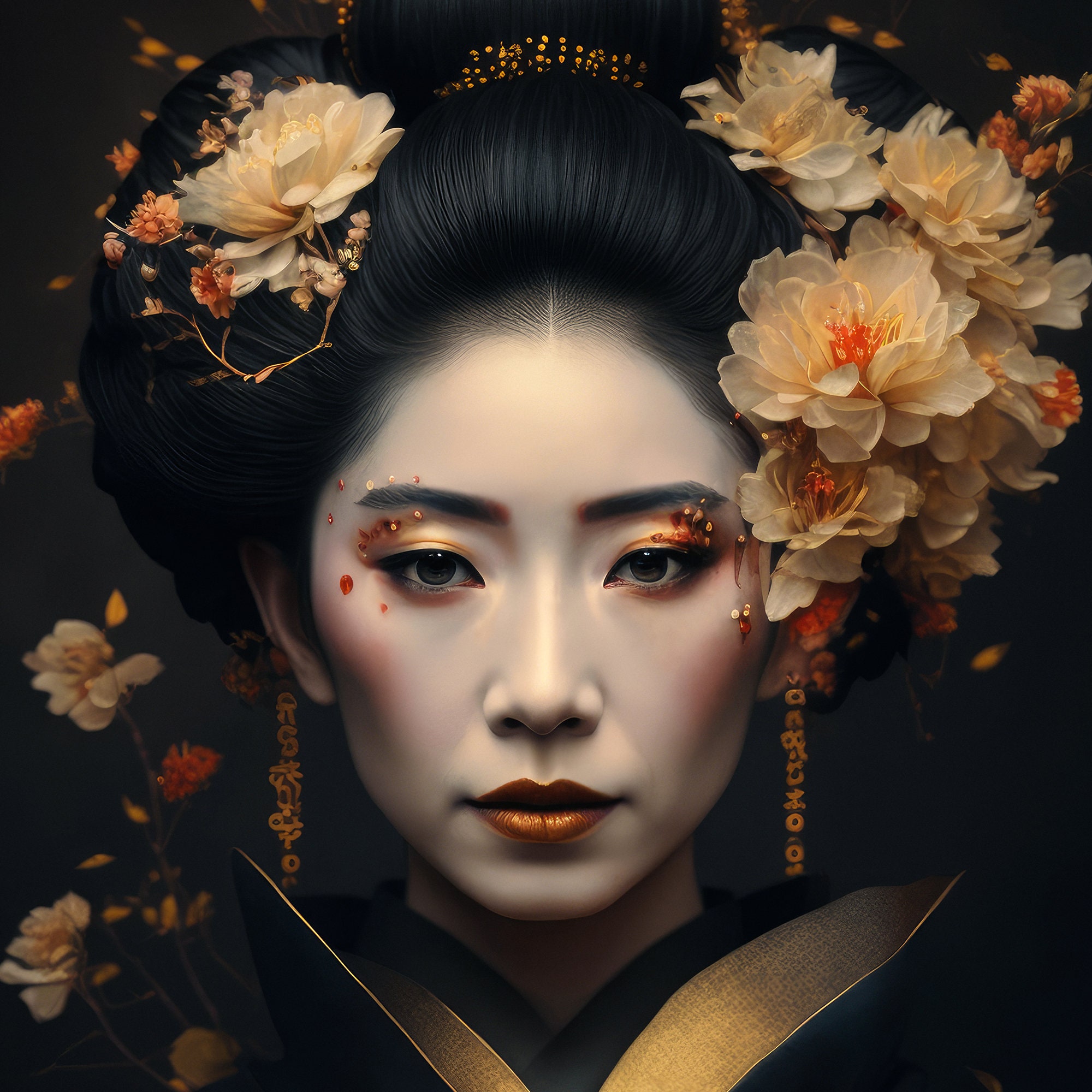 Digital Download Geisha Wall Art Poster Geisha Portrait Print Japanese