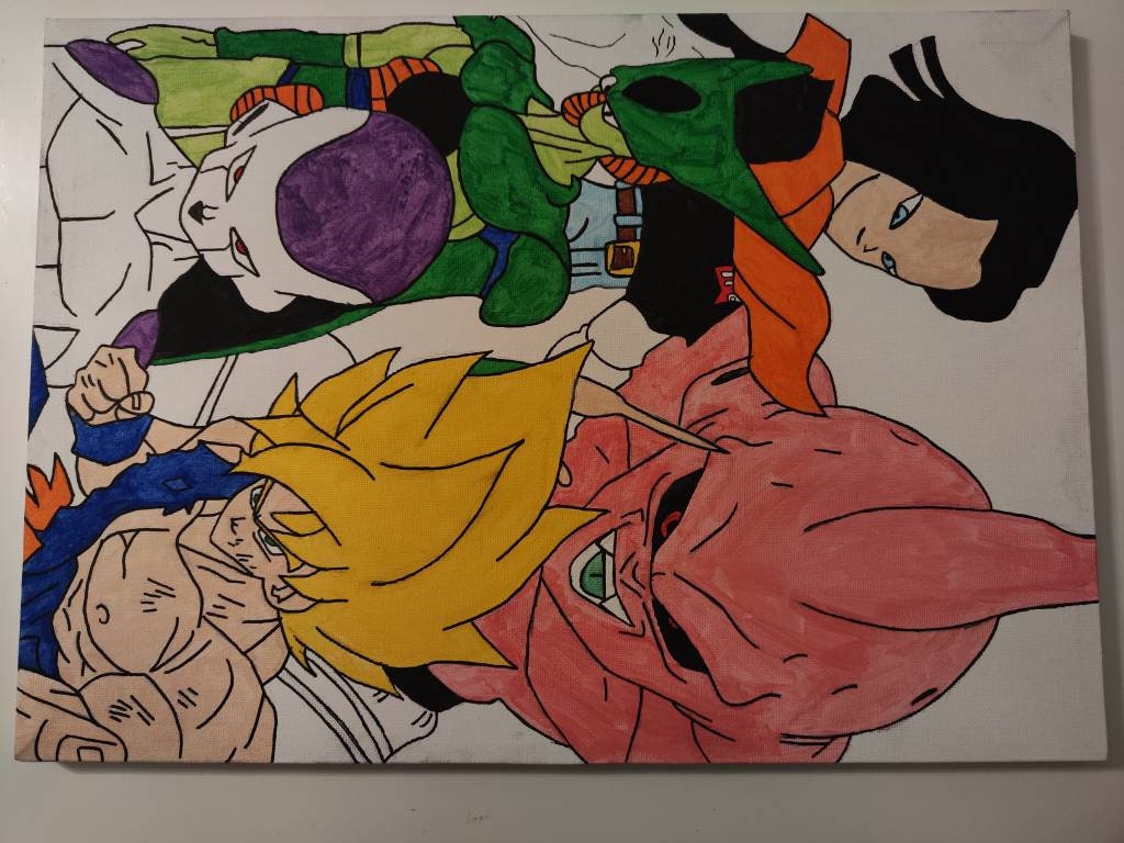 Kid buu Dragon Ball Z Face - Drawing DBZ Majin Buu Poster by eLedesign22