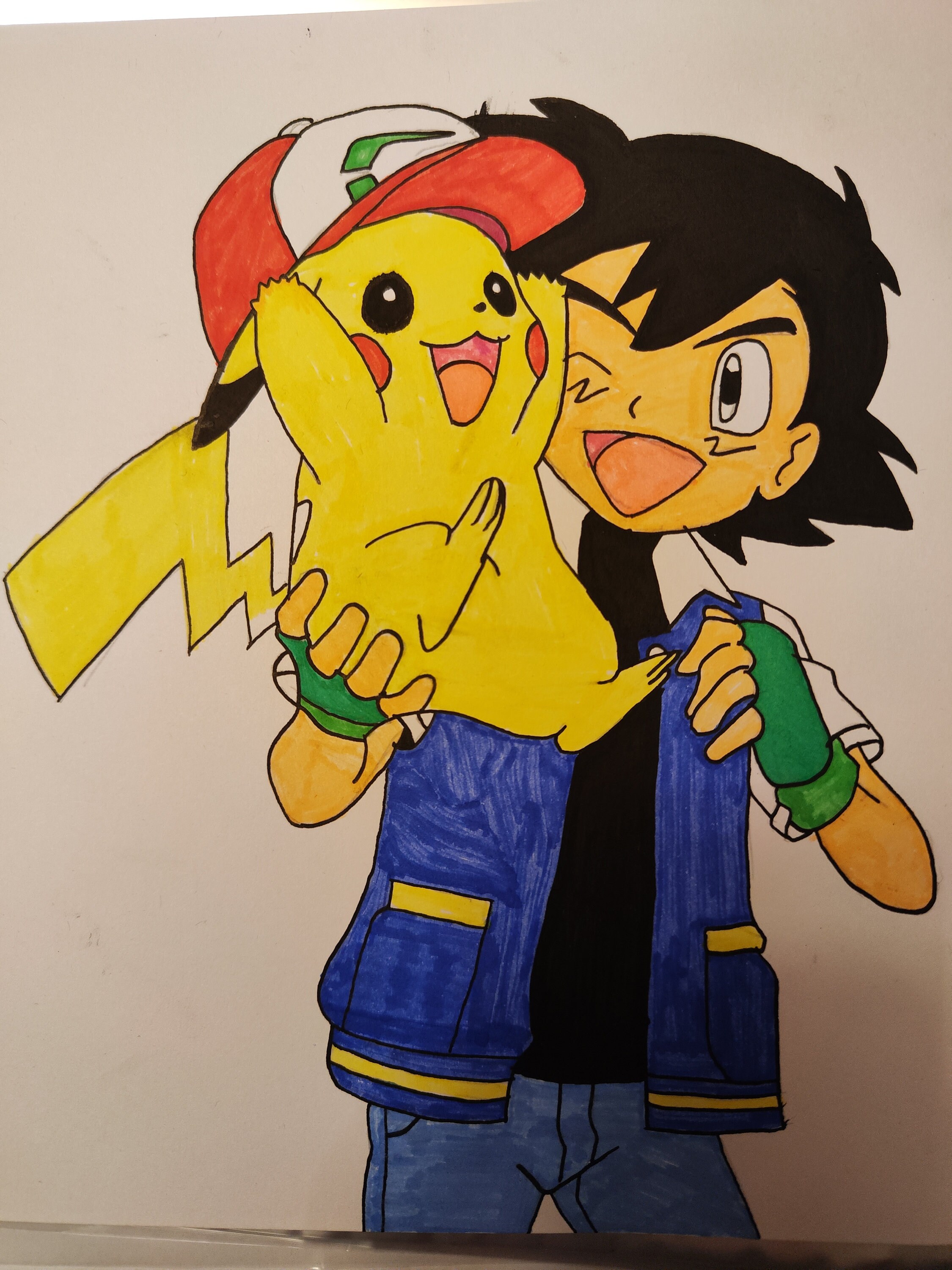 Ash with pikachu drawing | Pokémon Amino