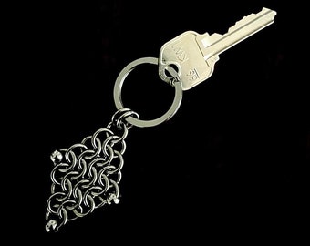 Chain Mail Keychain. Silver Fidget Toy. Made in Canada. Armor Accessory. Handmade Medieval Fantasy Design. Sleek Smooth Chain.