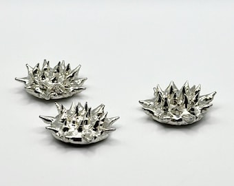 Spiky Metal Pin. Medieval Silver Armor. Made in Canada. Gothic Unisex Jewelry Accessories. Soldered Metal Work. Handmade Design.