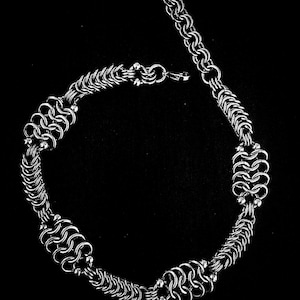 Chunky Stainless Steel Chainmail Necklace, Unisex Silver Choker (17-20 inch)