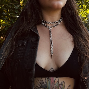 Chain Mail Necklace. Stainless Steel Jewelry. Simple Sleek. Made in Canada. Versatile layered design. Bracelet, Belt, Choker. Medieval