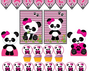 Fête d'anniversaire Panda Girl personnalisée avec nom et âge, rapide et facile pour votre fête ! expédition en 24 heures !