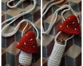 PATTERN ONLY!!!Crochet mushroom lighter/chapstick/vape necklace pattern