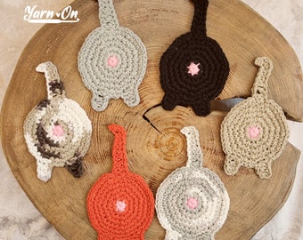 Crochet coasters, cat butt, kitty bum coasters *Made to Order*