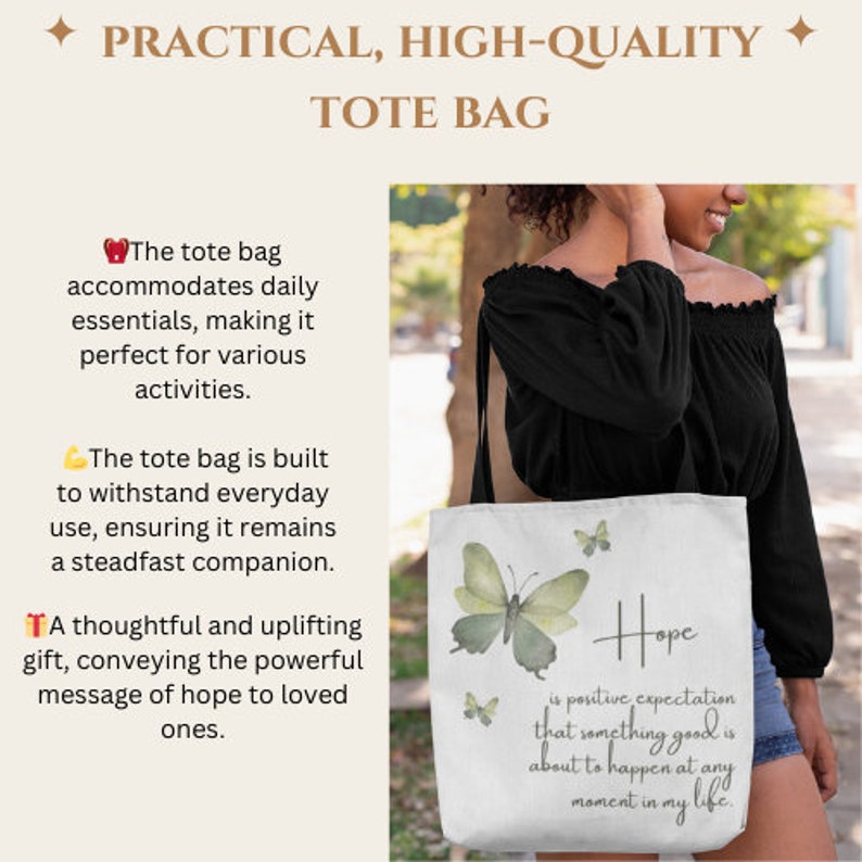 Carry Hope Everywhere be Hopeful Tote Bag Collection, Inspirational