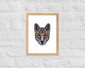 Dingo Framed Print, Native Australian Animal Prints, Modern Australiana Nursery Decor, Kids Room Wall Art Poster, Playroom Artwork