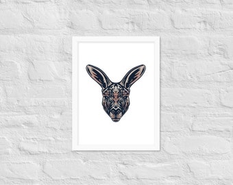 Kangaroo Framed Print, Native Australian Animal Prints, Modern Australiana Nursery Decor, Kids Room Wall Art Poster, Playroom Artwork