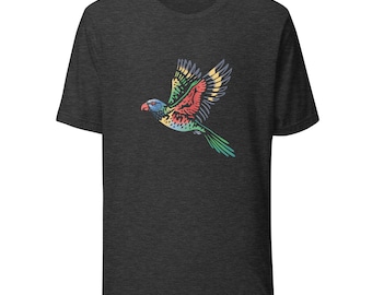Rainbow Lorikeet Print Unisex t-shirt, Australian wildlife shirt, Bird Tee, Cotton Parrot graphic t-shirt