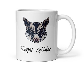 Sugar Glider Mug, Australian Wildlife Mugs, Aussie gifts, Coffee Cup, Cute Shark Gift, Great White Shark Illustration, Shark Print Mug