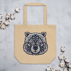 Wombat Eco Tote Bag, Cotton animal tote, Australian wildlife, Australiana, Organic cotton twill bag