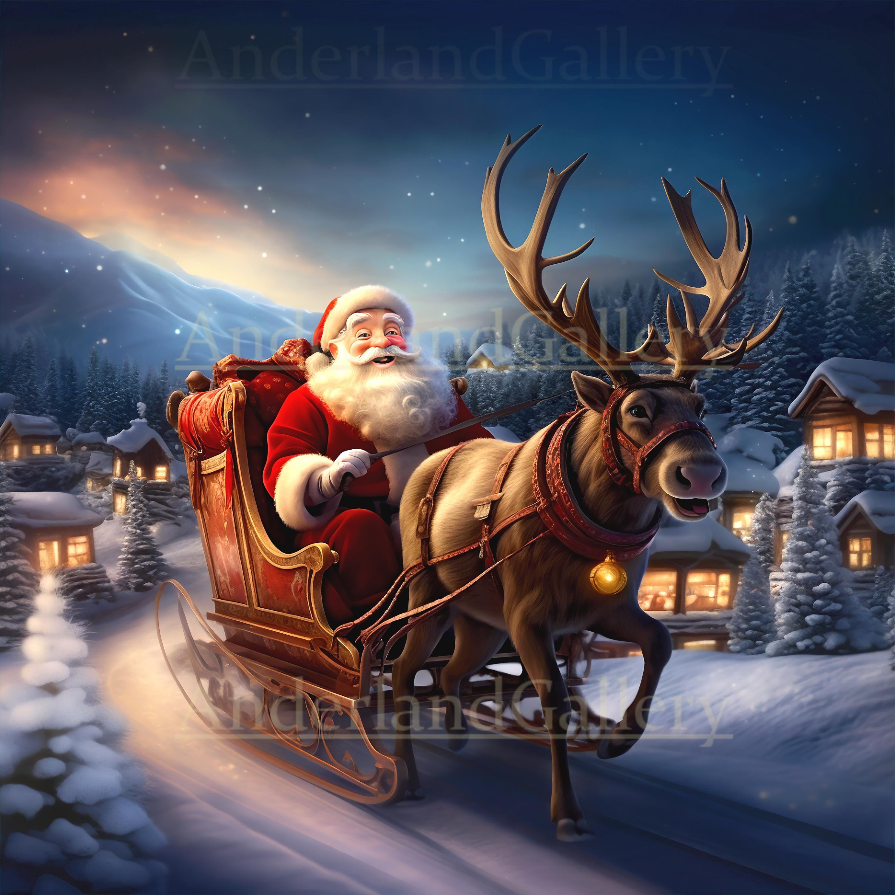 メリー サンタ クロース|ノスタルジア|そり|トナカイ|クリスマス|冬の