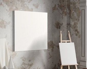 Blank oversized canvas, 48x48 ready to use, stretched gallery style. Premium quality. Custom sizes available.