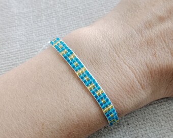 Ukrainian flag bracelet, beaded bracelet , Adjustable Beaded Bracelet, friendship bracelet, Seed Bead Woven Bracelet, Yellow blue bracelet