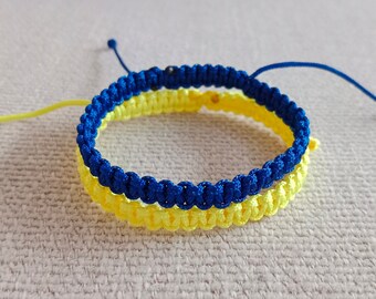 Set of two bracelets, Yellow / Blue cord Bracelet, Adjustable Lucky Bracelet, Simple Surfer Bracelet colors of the Ukrainian flag Couples