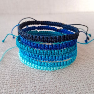 blue cord Bracelets Light blue String Bracelet, monochrome Braid Bracelet Simple Surfer dark blue Woven Bracelet