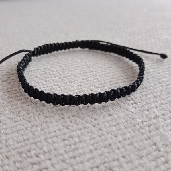 Black bracelet, Black braided bracelet, Black String Bracelet, Lucky Bracelet, Braid Bracelet, Yoga Bracelet, Simple Surfer Woven Bracelet