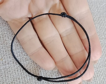 Black String Bracelet, Fancy string, Lucky Bracelet, Braid Bracelet, Yoga Bracelet, Simple Surfer Woven Bracelet, BLACK thin cord bracelet