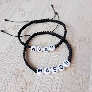 Black name bracelet, Personalized Name Word Bracelet, Name Bracelet, Adjustable Custom Name Bracelet, red name bracelet, black name bracelet