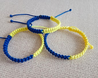 iSpchen Bracciale In Corda Ucraina Intrecciata Blu Giallo, Braccialetti Dell 'Amicizia Ucraini Fatti A Mano Con Nodo Concentrico Per Coppia