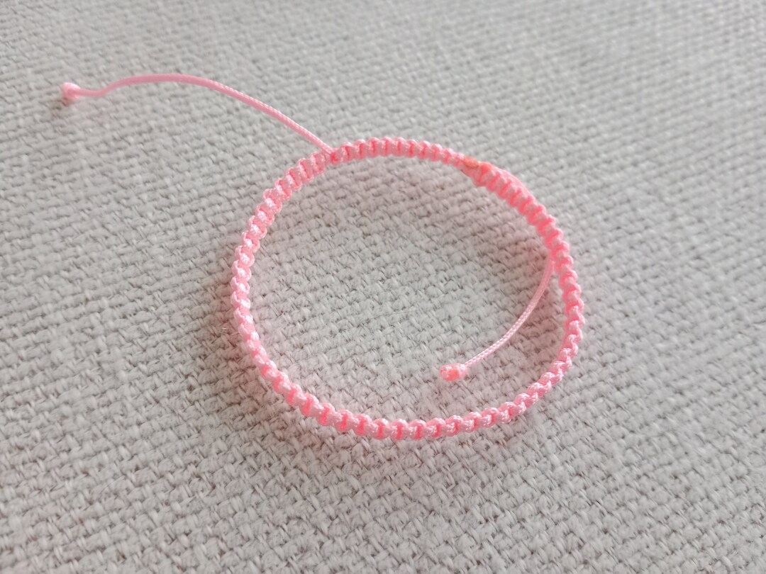 Light Pink Braided Bracelet Light Pink String Bracelet Lucky Etsy