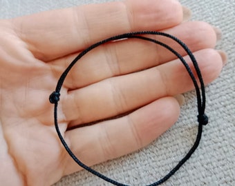 Black String Bracelet, Fancy string, Lucky Bracelet, Braid Bracelet, Yoga  Bracelet, Simple Surfer Woven Bracelet, BLACK thin cord bracelet