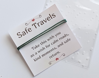 Green Safe Travels Bracelet, Minimalist String Bracelet, Travel Gift