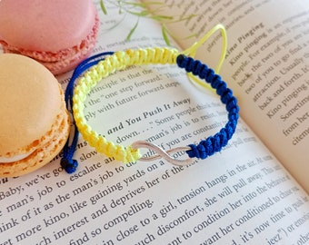 Bracelet infinity, Blue and yellow bracelet, colors of the Ukrainian flag, stand with Ukraine, Ukrainian infinity bracelet friendship