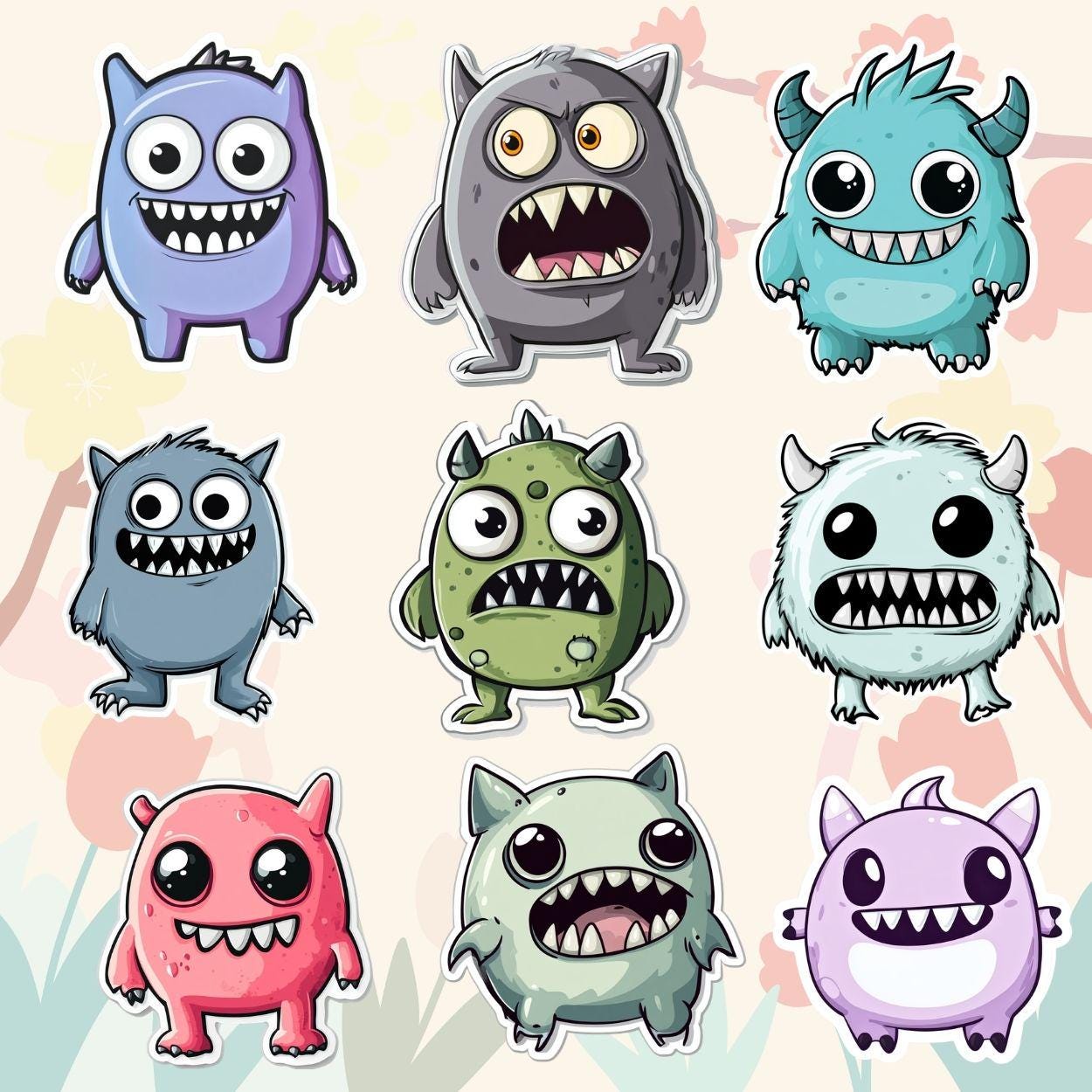 30 Kawaii Monster PNG | Funny Monsters | Digital Planner Stickers ...