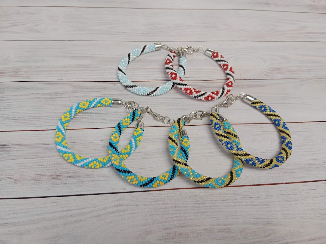 Blue and Yellow Bracelet, Ukrainian Flag Bracelet, Blue Yellow Trendy