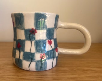 Checkered Blue Mug