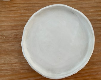 White handmade ceramic plate