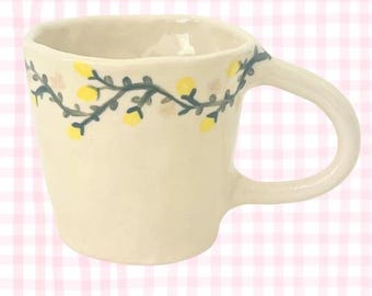 Lemon Vine Flower Hand Made Ceramic Mug