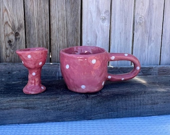 Handmade Pink ceramic Easter set