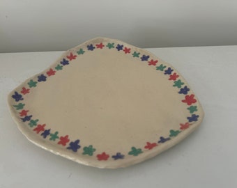 Handmade ceramic flower plate