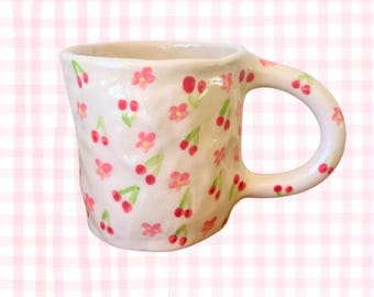 Cherry Flower Hand Made Ceramic Mug