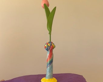 Unusual Rainbow Vase or incense holder