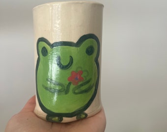 Frog cup holder handmade ceramic