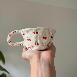 Handmade Ceramic cherry mug MADE TO ORDER