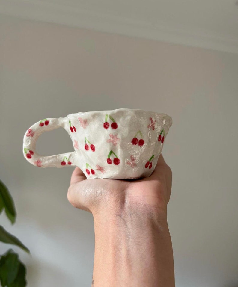 Handmade Ceramic cherry mug MADE TO ORDER image 1