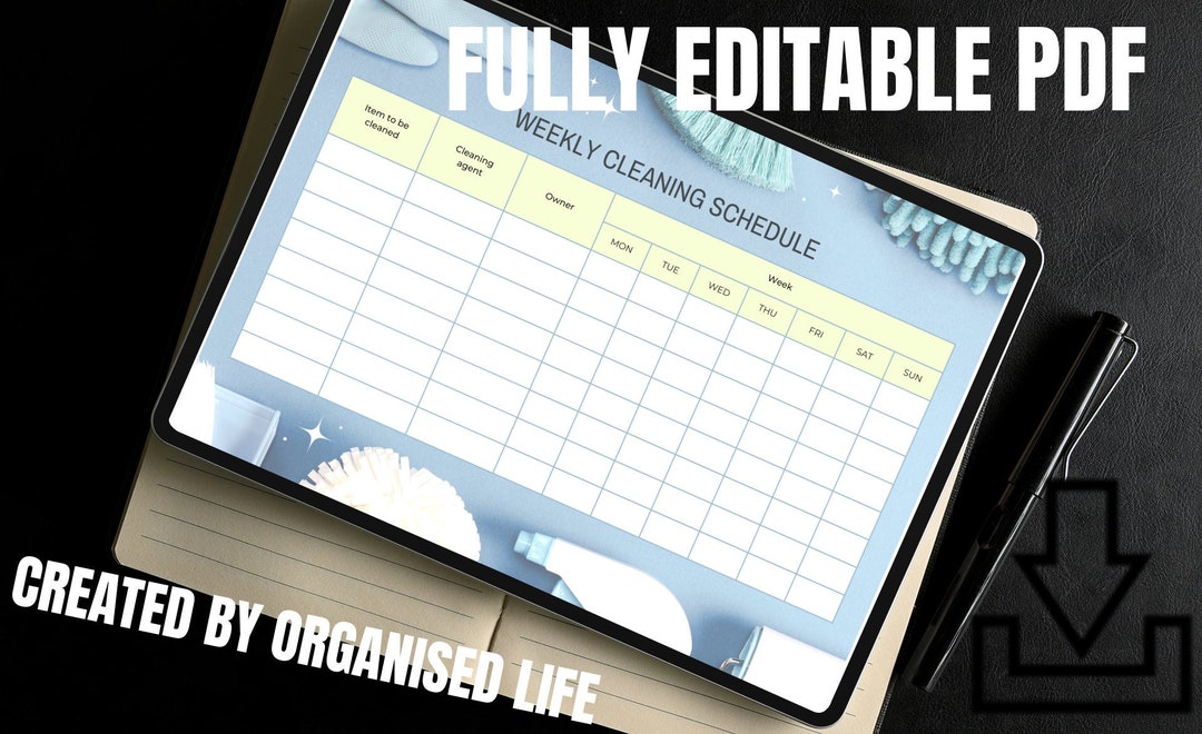 Editable Cleaning Schedule | Printable | Weekly, Monthly, Yearly ...
