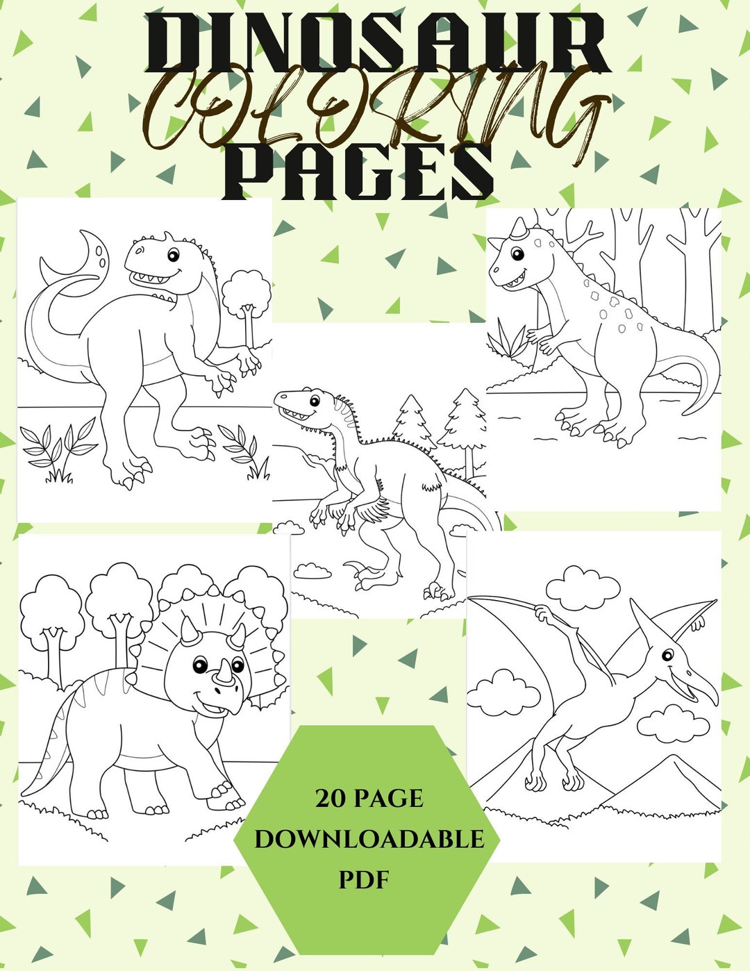 DINOSAUR COLORING BOOK - Kids / Teens - Downloadable - Printable - Pdf ...